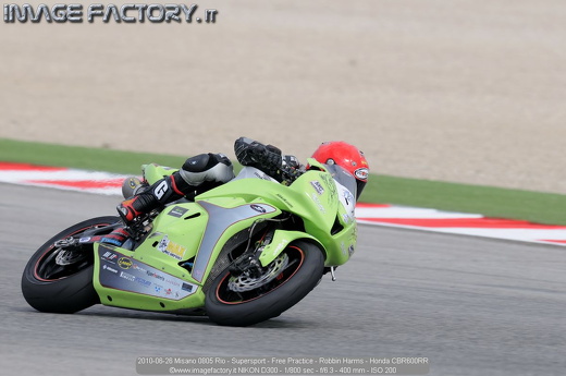 2010-06-26 Misano 0805 Rio - Supersport - Free Practice - Robbin Harms - Honda CBR600RR